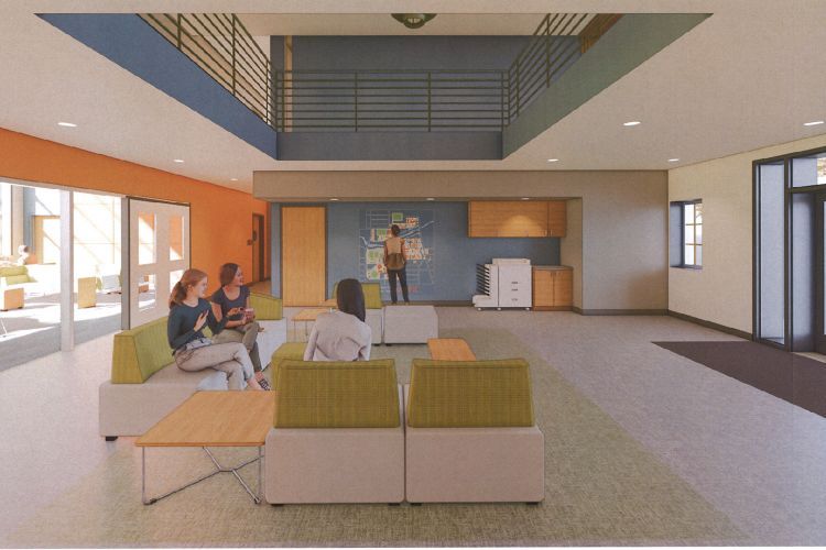 Rendering of lobby inside Southwest Hall